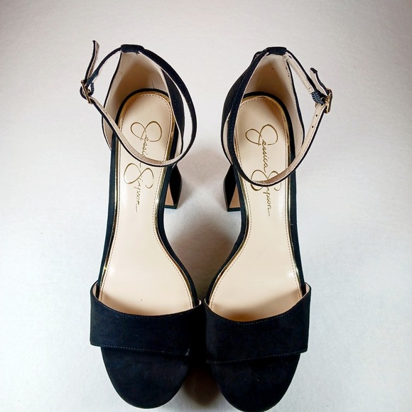 Jessica Simpson Women's Black Ankle Strap Block Heel Sandals Party Event - Picture 1 of 7